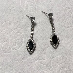 Elegant Silver and Black Drop Earrings